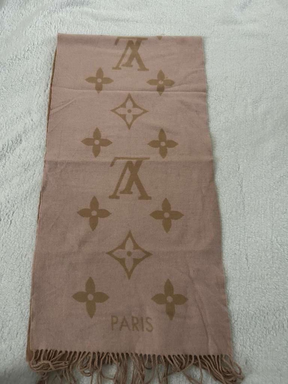 Louis Vuitton Beige and Light Pink Monogram Scarf